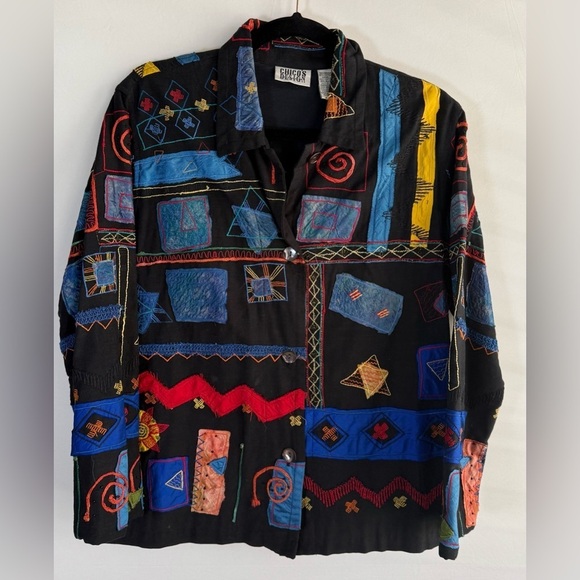 Chico's Jackets & Blazers - Vintage Chico’s embroidered patchwork blazer • Women’s Chico’s size 1
